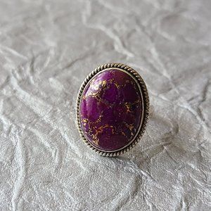 Purple Turquoise ring size 7 in Sterling Silver-Chunky Turquoise ring
